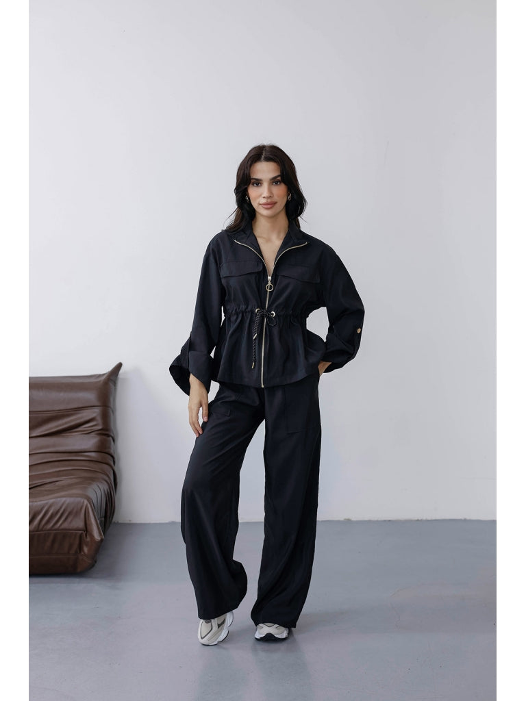 Siyah Bel Büzgülü Paraşüt Takım 0650-Siyah