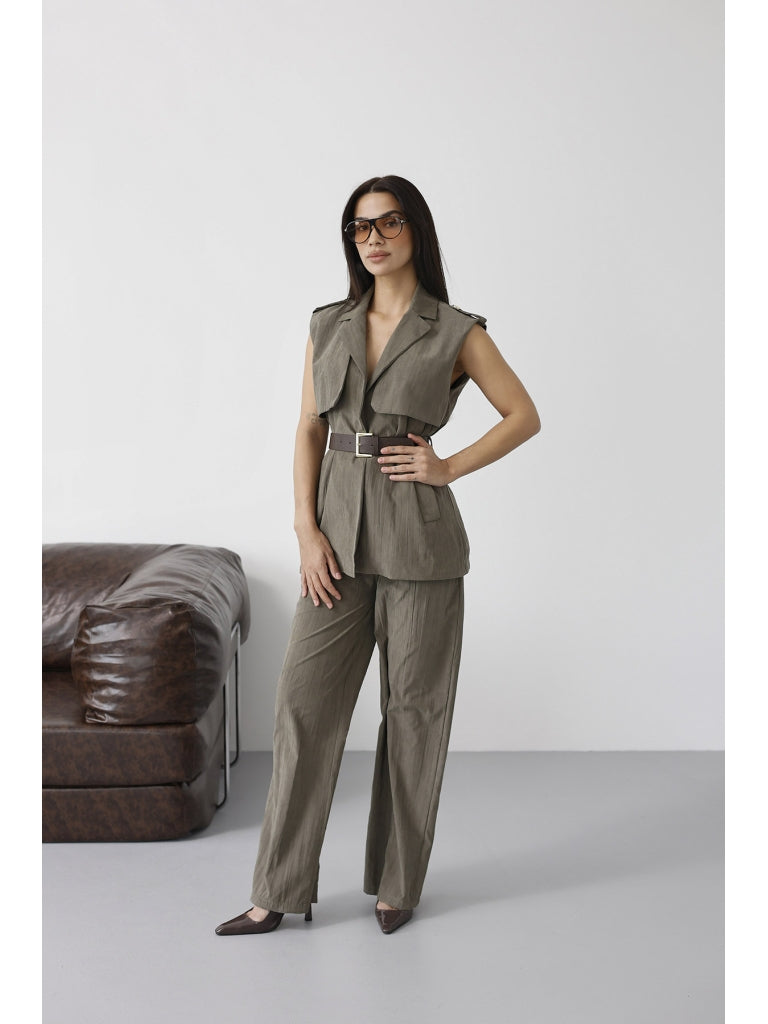 Haki Kemerli Gold Apoletli Takım 580719-Haki