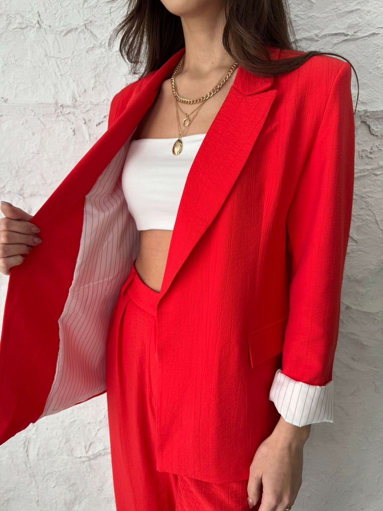 Nar Çiçeği Vatkalı Blazer Ceket
