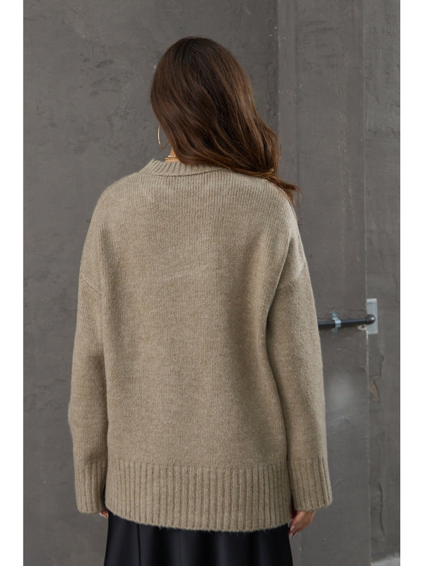 Vizon Bisiklet Yaka Oversize Kazak 2217-VİZON