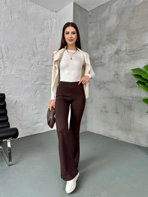 Kahve İspanyol Paça Tayt 251001-KAHVE