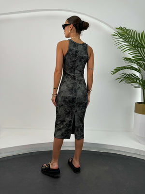 Antrasit Batik Desen Body Elbise