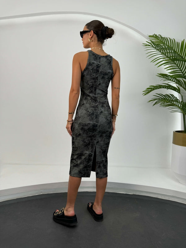 Antrasit Batik Desen Body Elbise