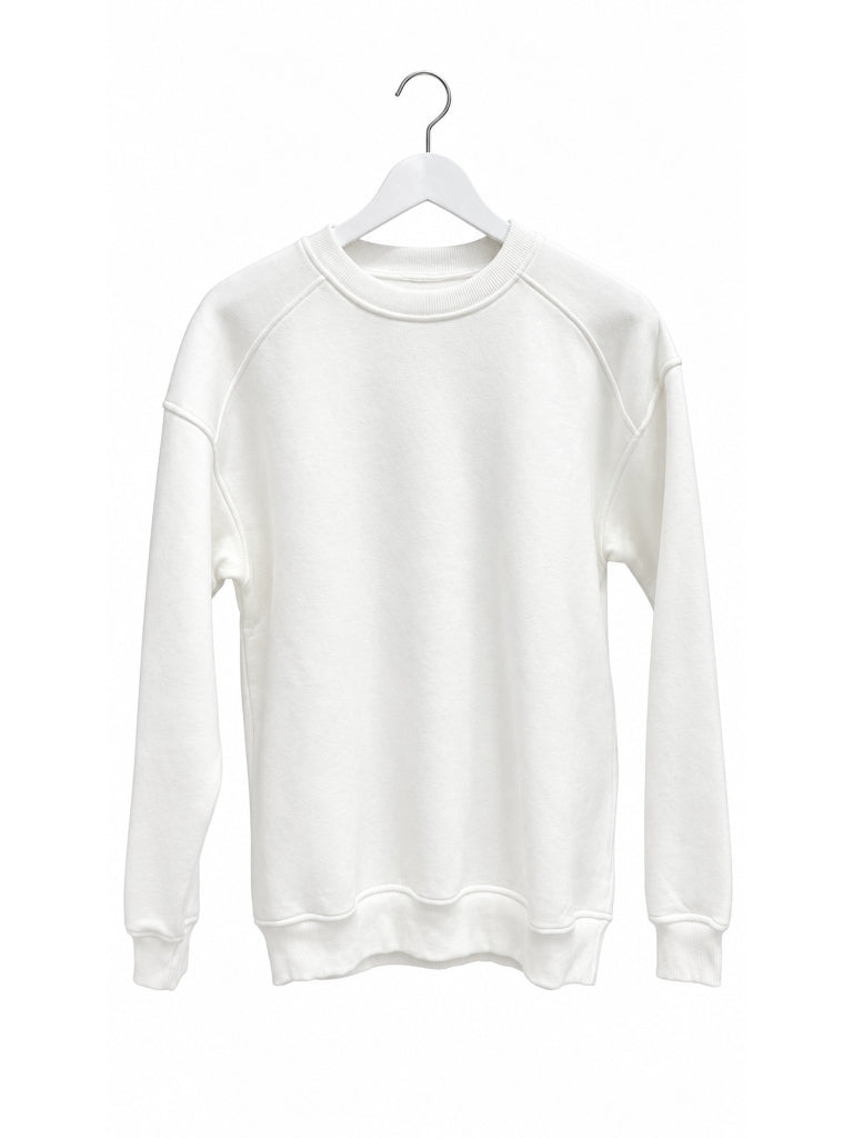 Beyaz Oversize Şardonlu Sweat M-7912-Beyaz