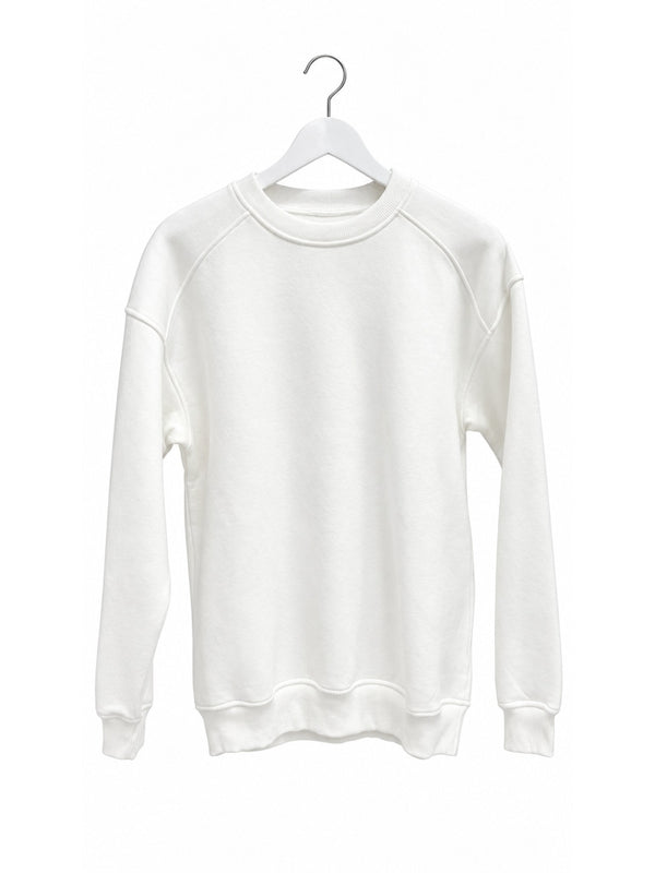 Beyaz Oversize Şardonlu Sweat M-7912-Beyaz