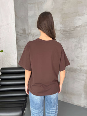Kahve Oversize Basic Tshirt