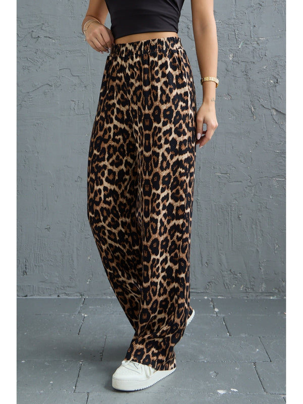 Leopar Beli Lastikli Pantolon