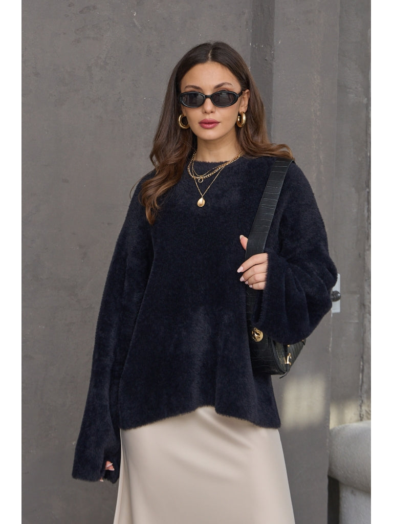 Siyah Oversize Premium Yumoş Kazak