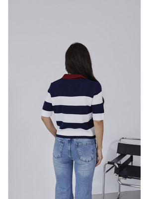 Lacivert Çizgili Polo Yaka Tshirt EY2596-Lacivert