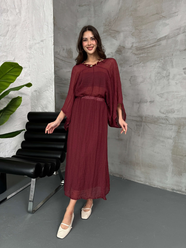 Bordo Kolyeli İkili Premium Takım