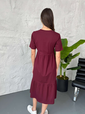 Bordo Basic Midi Elbise