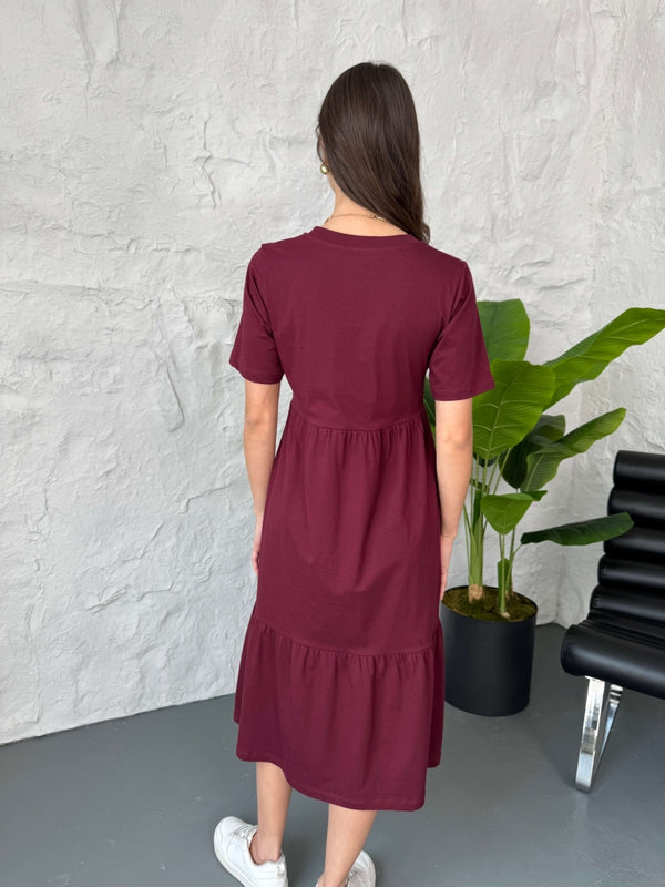 Bordo Basic Midi Elbise