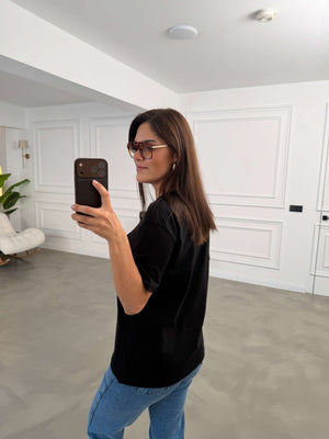 Siyah Hayvan Nakışlı Tshirt 11825-Siyah