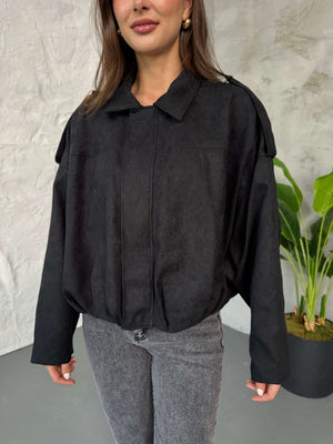 Siyah Süet Premium Bomber Ceket