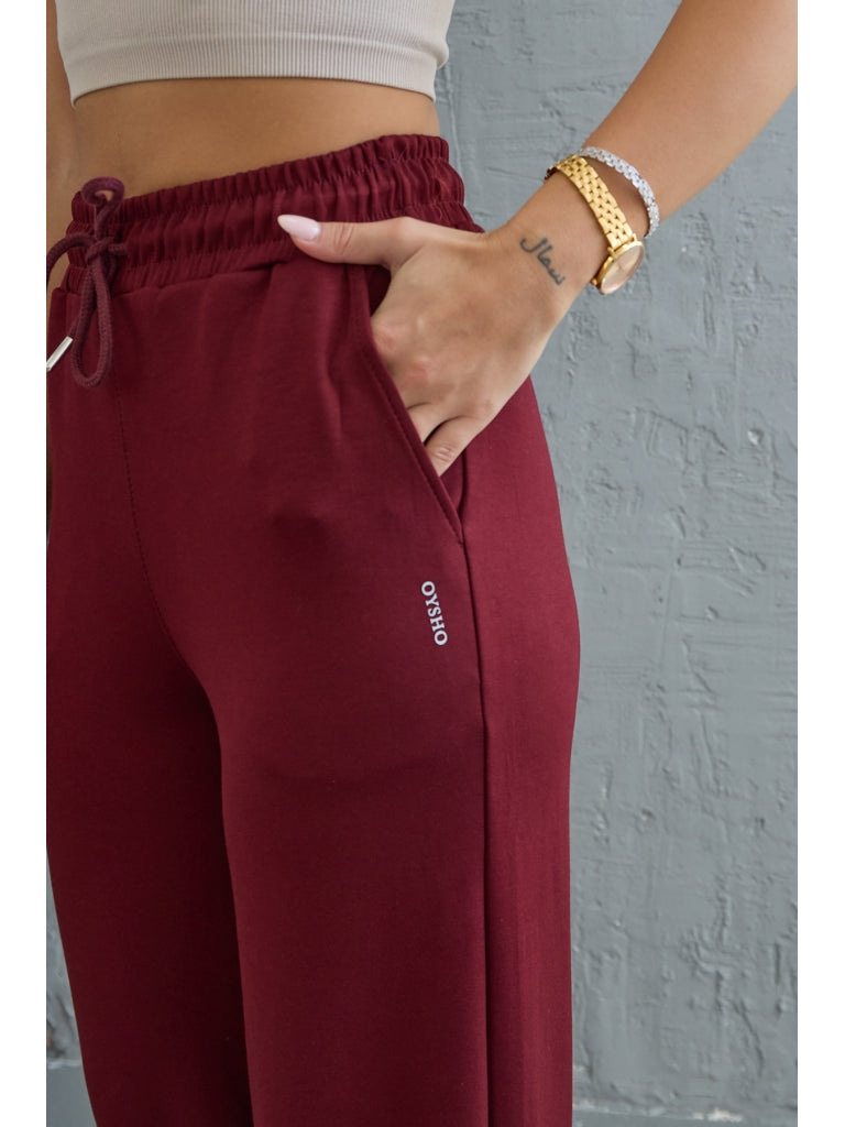 Bordo Oysh Palazzo Modal Pantolon EY-075-BORDO