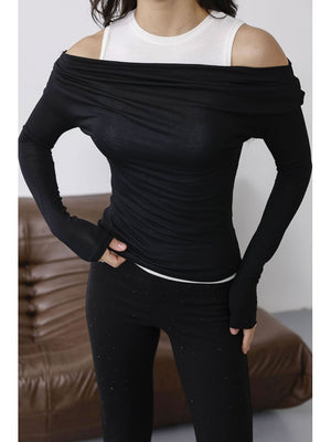 Siyah İçi Atlet Detaylı Transparan Bluz 0780-Siyah