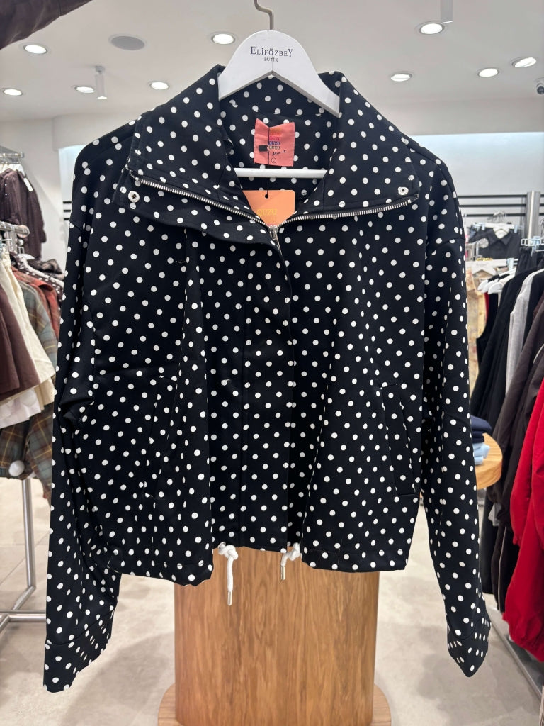 Siyah Puantiyeli Bomber Ceket 1381-Siyah