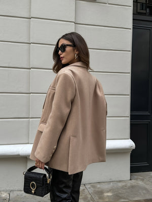Camel Balık Sırtı Kaşe Ceket