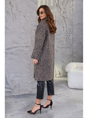 Leopar Desen Tek Düğme Zara Model Kaban