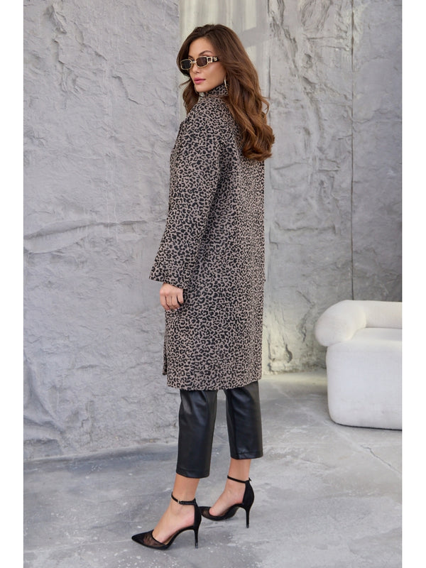 Leopar Desen Tek Düğme Zara Model Kaban