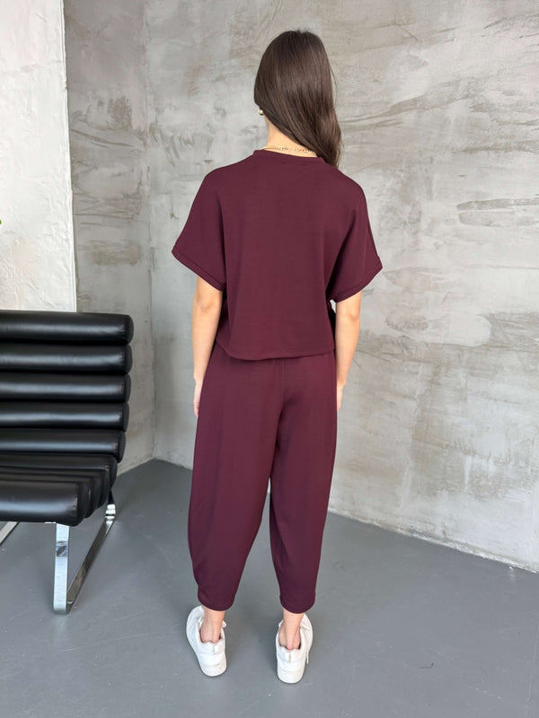 Bordo Modal Tshirt Pantolon Takım