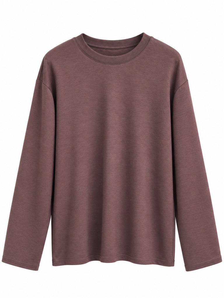 Kahverengi Bisiklet Yaka Basic Sweat 11448-Kahverengi