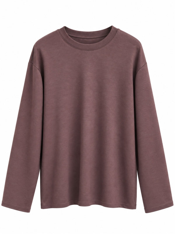 Kahverengi Bisiklet Yaka Basic Sweat 11448-Kahverengi