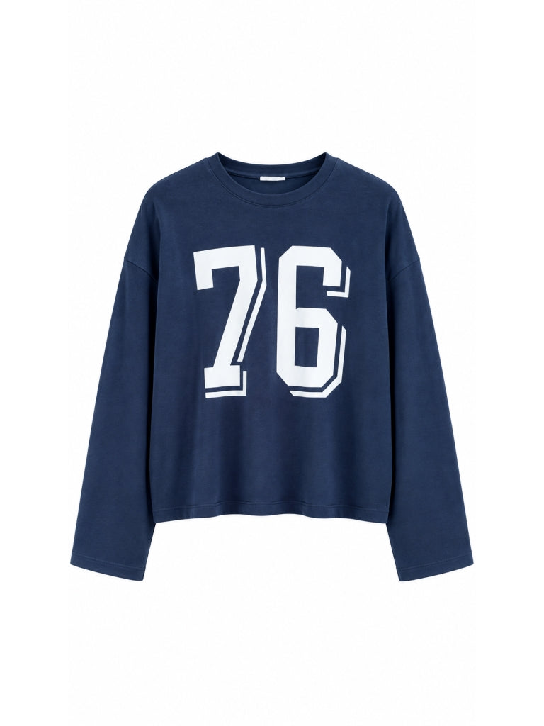 Lacivert Sırtı Yıldız Baskılı Basic Sweat 12511-Lacivert