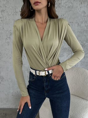 Haki Vatkalı Modal Bodysuit Bluz
