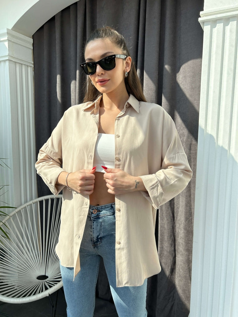 Vizon Oversize Poplin Gömlek