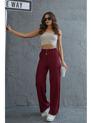 Bordo Oysh Palazzo Modal Pantolon EY-075-BORDO