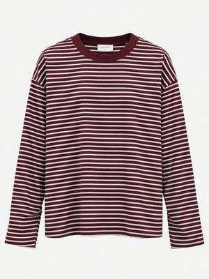 Bordo Mavi Çizgili Arkası Yazılı Sweat M-4865-Bordo