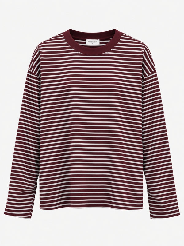 Bordo Mavi Çizgili Arkası Yazılı Sweat M-4865-Bordo