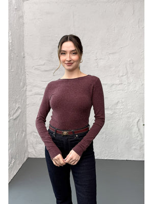 Dilvin Bordo Kayık Yaka Kaşmir Bluz 10840-BORDO