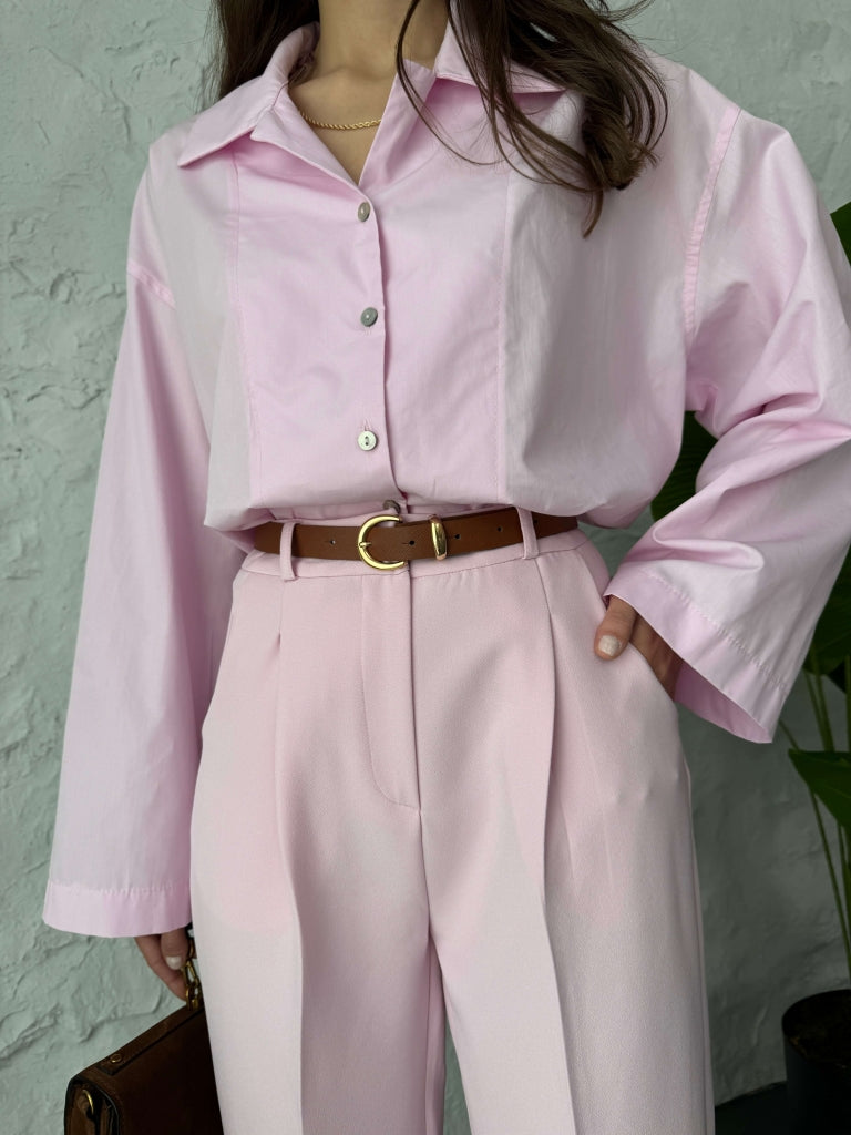 Pembe Gold Kemerli Havuç Pantolon
