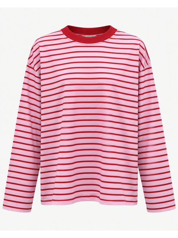 Pembe Çizgili Arkası Yazılı Sweat M-4865