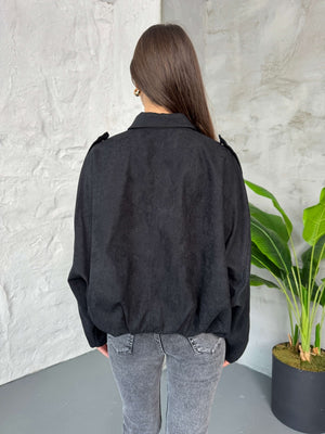 Siyah Süet Premium Bomber Ceket