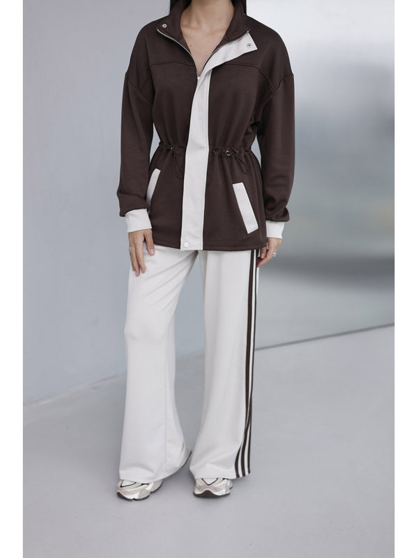 Kahverengi Ekru Garnili Modal Takım 1191-Kahverengi