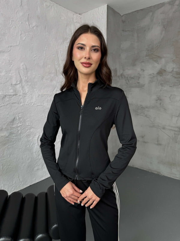 Siyah Şeritli Likralı Eşofman Takımı T006-SİYAH