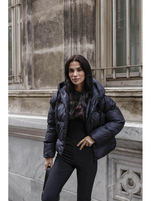 Siyah Fermuarlı Şişme Mont 2059-Siyah