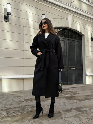 Siyah Şal Yaka Premium Kaban 20071-SİYAH