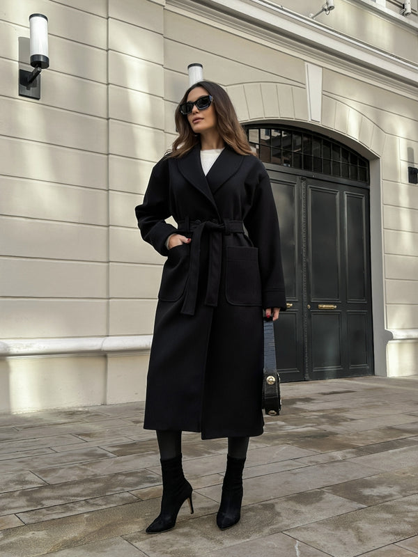 Siyah Şal Yaka Premium Kaban 20071-SİYAH