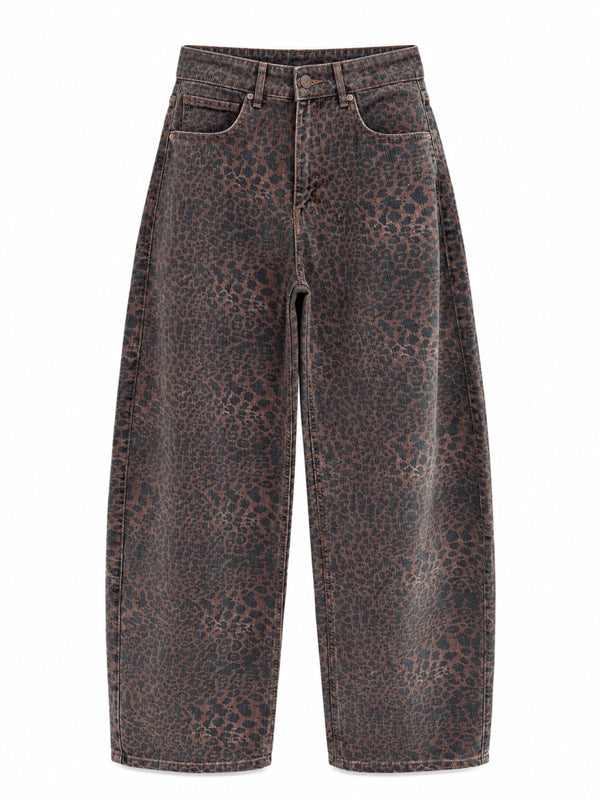 Leopar Desen Denim Pantolon 9205-Leopar