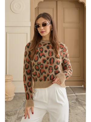 Leopar Desen Yumoş Kazak