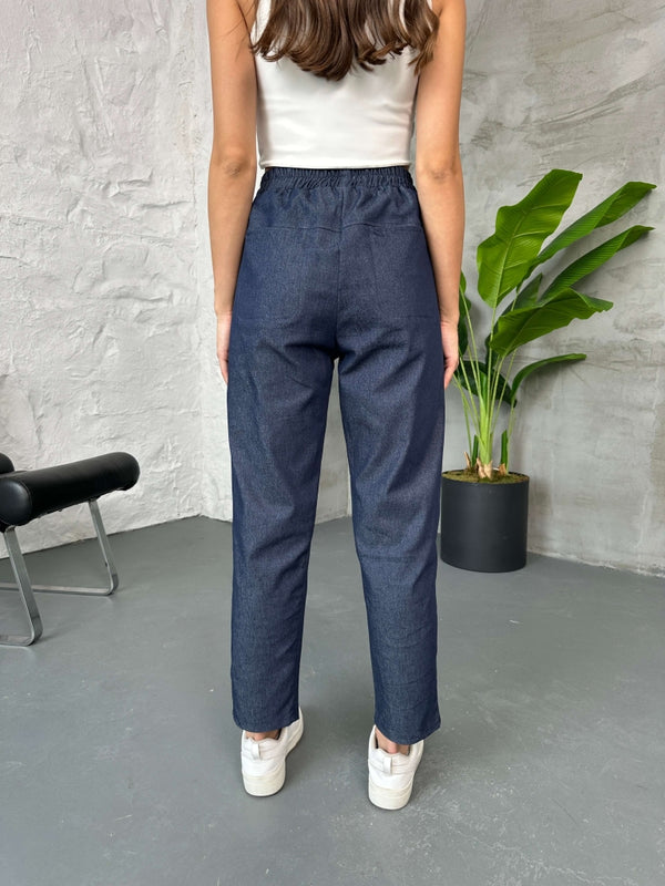 Mavi Cep Detaylı Denim Pantolon