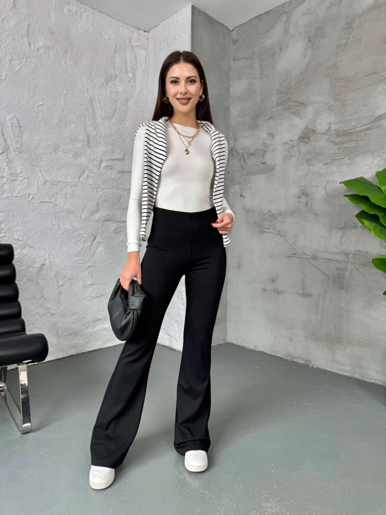 Siyah İspanyol Paça Tayt 251001-SİYAH