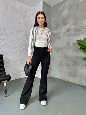 Siyah İspanyol Paça Tayt 251001-SİYAH