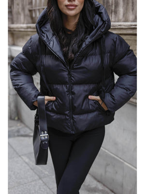 Siyah Fermuarlı Şişme Mont 2059-Siyah