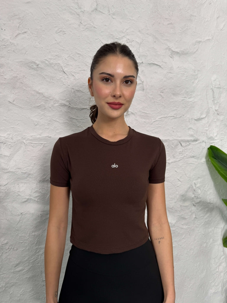 Kahve Orj Marka Crop Tshirt