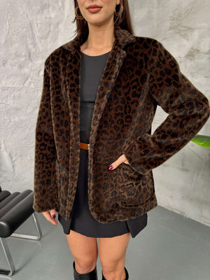 Leopar Kürklü Premium Blazer Ceket